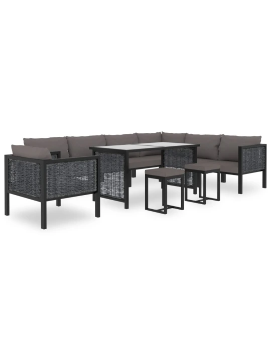 Modulinė kampinė sofa su porankiu kairėje, pilka, poliratanas
