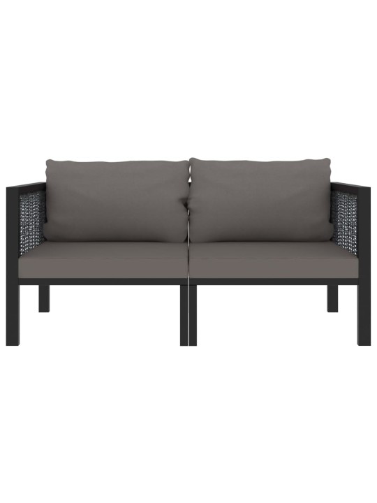 Dvivietė sofa su pagalvėlėmis, antracito spalvos, poliratanas