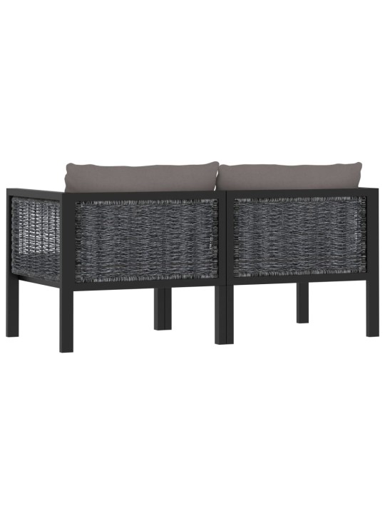 Dvivietė sofa su pagalvėlėmis, antracito spalvos, poliratanas