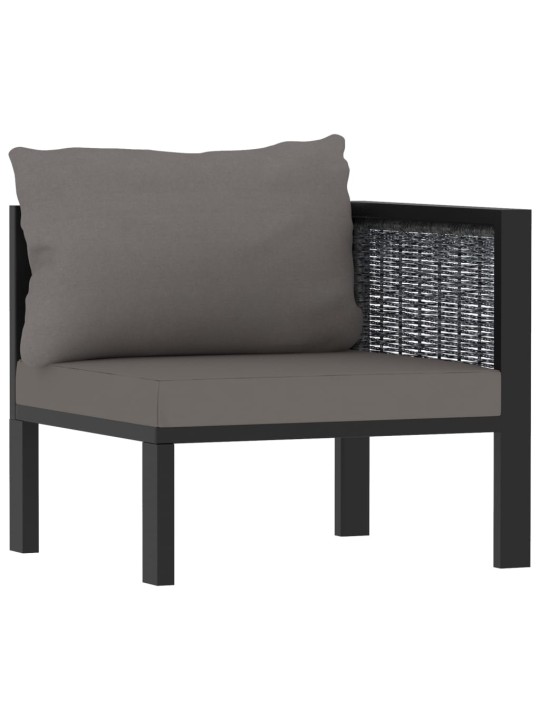 Dvivietė sofa su pagalvėlėmis, antracito spalvos, poliratanas