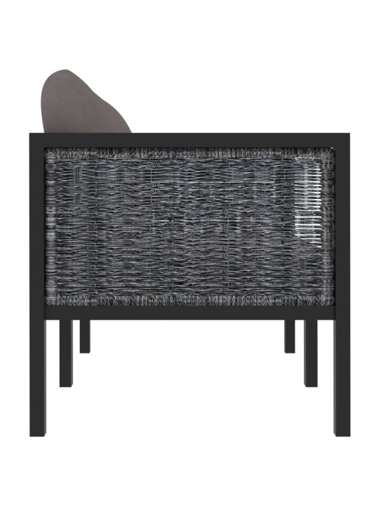 Dvivietė sofa su pagalvėlėmis, antracito spalvos, poliratanas