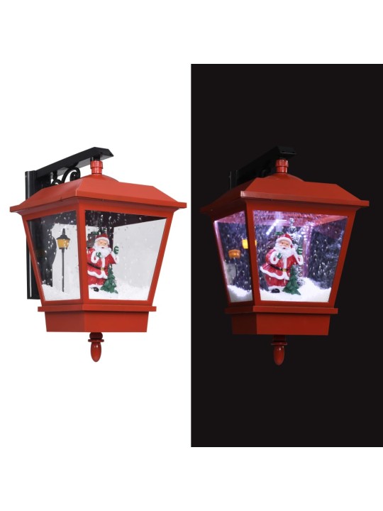 Sieninis žibintas su LED/Kalėdų Seneliu, raudonas, 40x27x45cm
