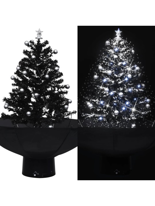 Eglutė su sniego funkcija ir skėčio pagrindu, juoda, 75cm, PVC