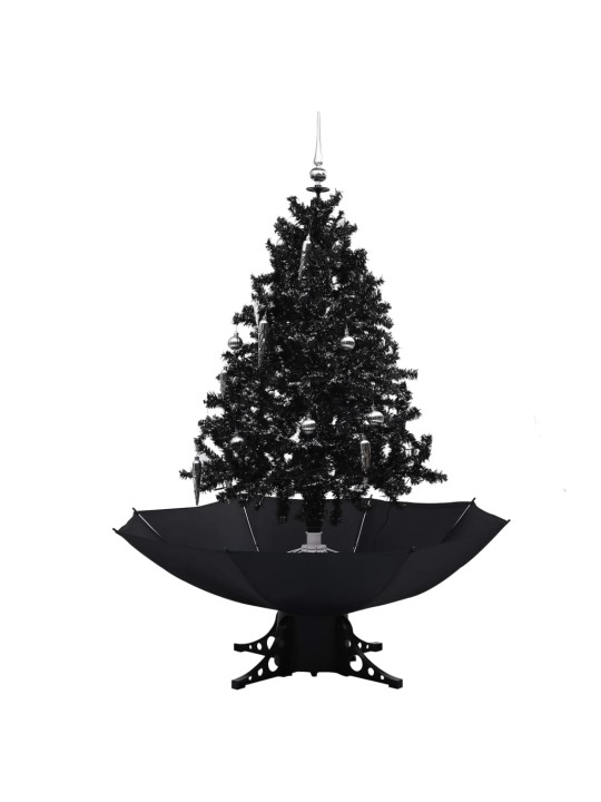 Eglutė su sniego funkcija ir skėčio pagrindu, juoda, 140cm, PVC