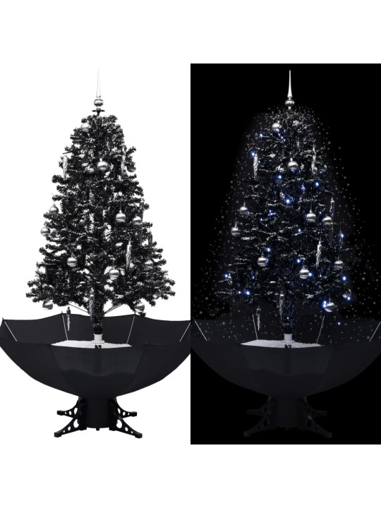 Eglutė su sniego funkcija ir skėčio pagrindu, juoda, 170cm, PVC
