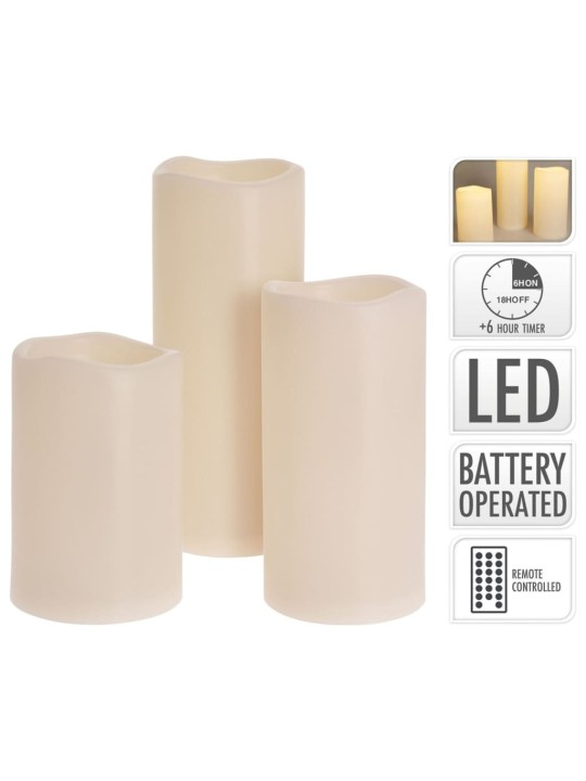 Ambiance LED žvakių rinkinys, 3vnt., su nuotolinio valdymo pulteliu