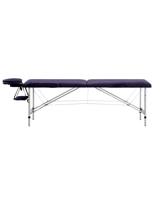 Sulankstomas masažo stalas, violetinis, aliuminis, 2 zonų
