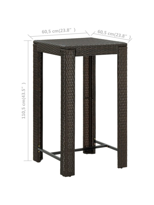 Sodo baro staliukas, rudas, 60,5x60,5x110,5cm, poliratanas