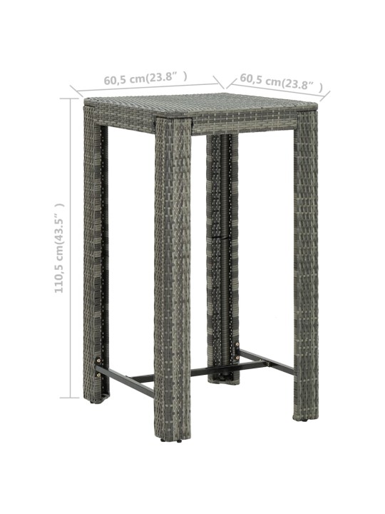 Sodo baro staliukas, pilkas, 60,5x60,5x110,5cm, poliratanas