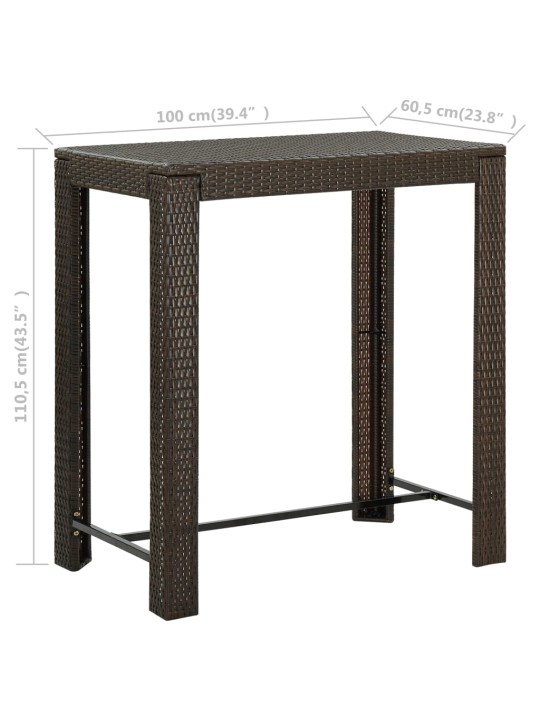 Sodo baro staliukas, rudas, 100x60,5x110,5cm, poliratanas