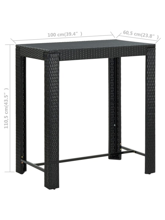 Sodo baro staliukas, juodas, 100x60,5x110,5cm, poliratanas