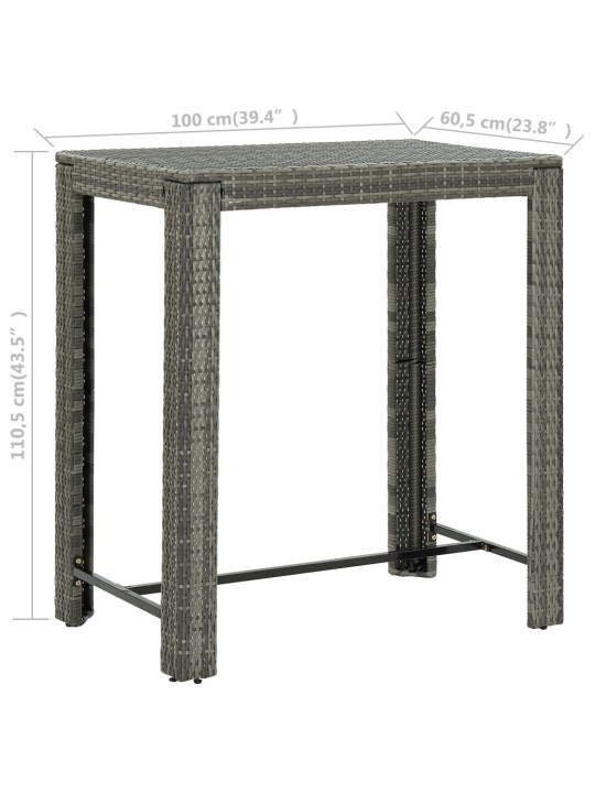 Sodo baro staliukas, pilkas, 100x60,5x110,5cm, poliratanas
