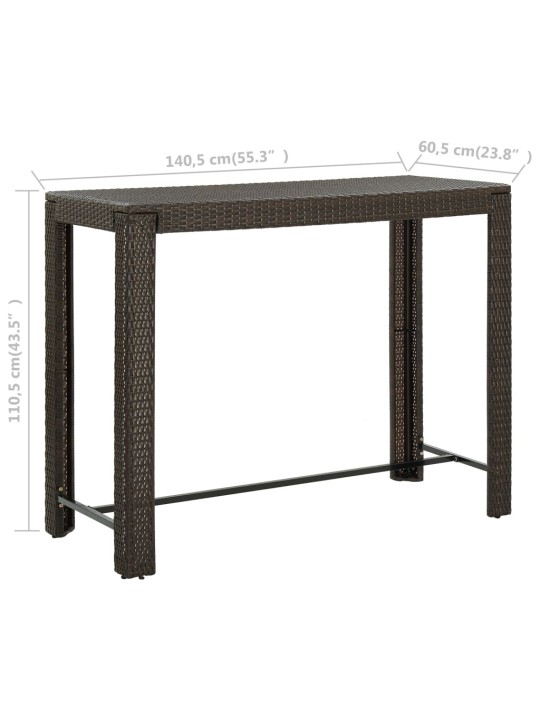 Sodo baro staliukas, rudas, 140,5x60,5x110,5cm, poliratanas