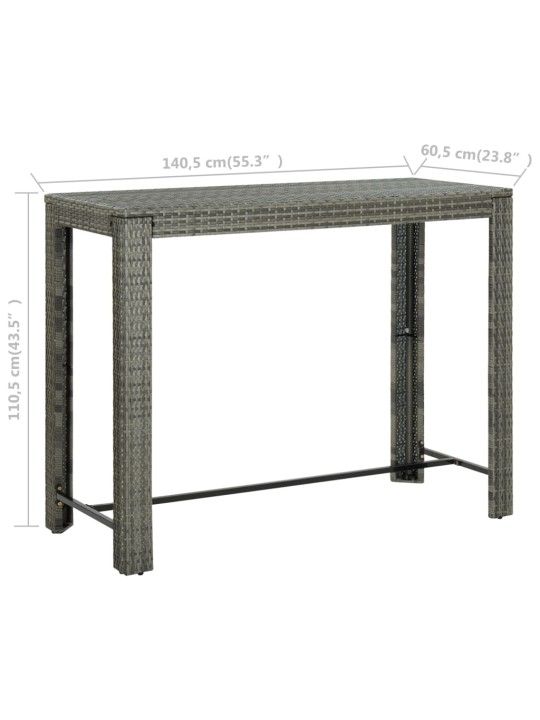 Sodo baro staliukas, pilkas, 140,5x60,5x110,5cm, poliratanas