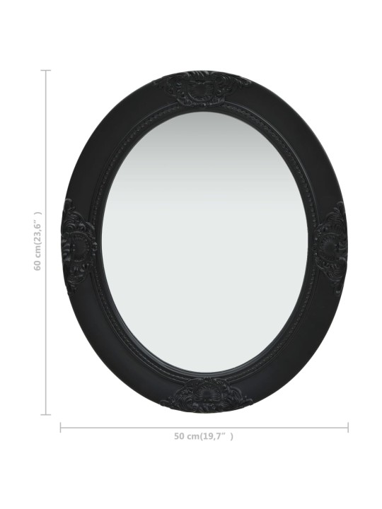Sieninis veidrodis, juodos spalvos, 50x60cm, barokinio stiliaus