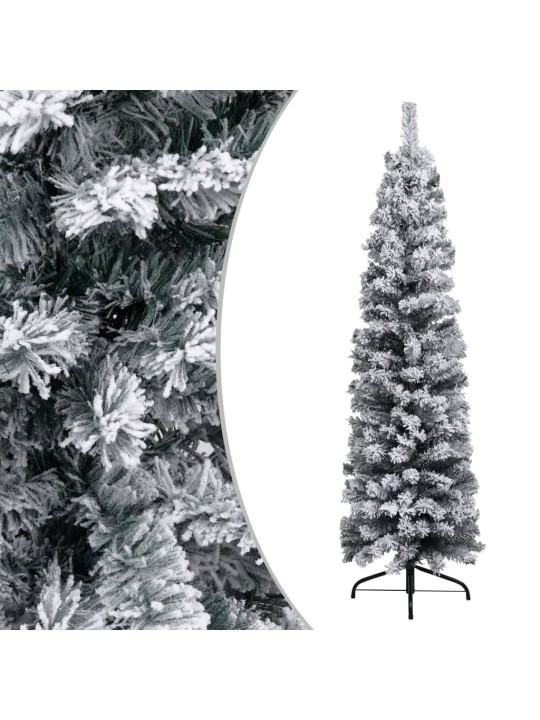 Plona dirbtinė Kalėdų eglutė su sniegu, žalia, 150cm, PVC