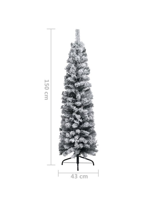 Plona dirbtinė Kalėdų eglutė su sniegu, žalia, 150cm, PVC