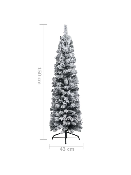Plona dirbtinė Kalėdų eglutė su sniegu, žalia, 150cm, PVC