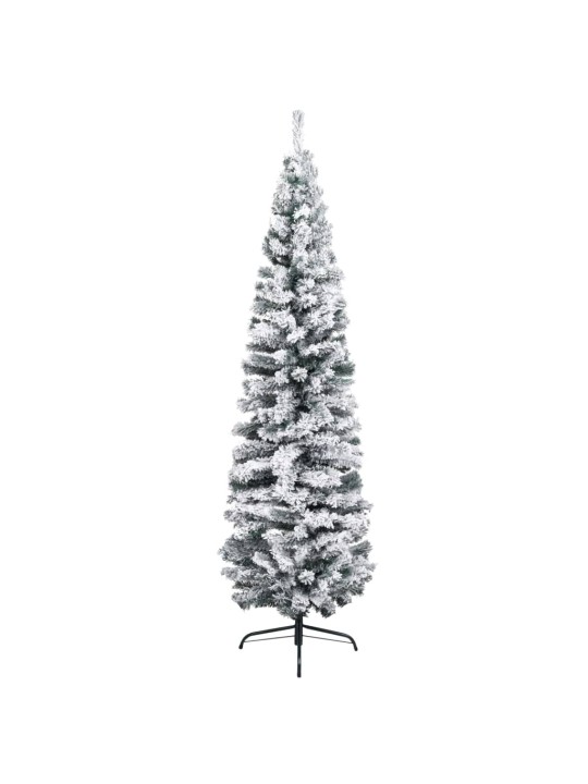 Plona dirbtinė Kalėdų eglutė su sniegu, žalia, 210cm, PVC