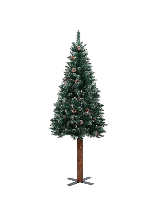 Kalėdų eglutė su tikra mediena ir baltu sniegu, žalia, 150cm