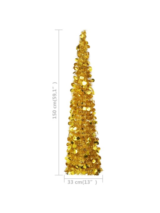 Išskleidžiama dirbtinė Kalėdų eglutė, auksinė, 150cm, PET