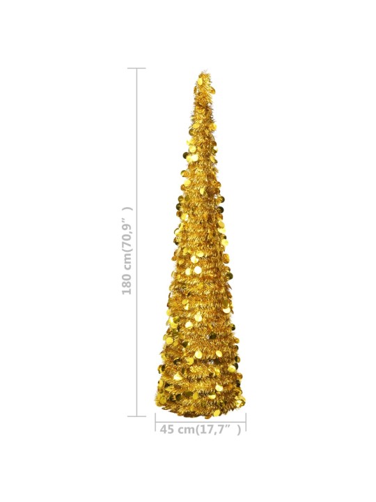 Išskleidžiama dirbtinė Kalėdų eglutė, auksinė, 180cm, PET