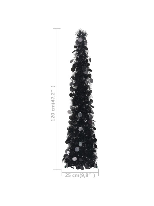 Išskleidžiama dirbtinė Kalėdų eglutė, juoda, 120cm, PET