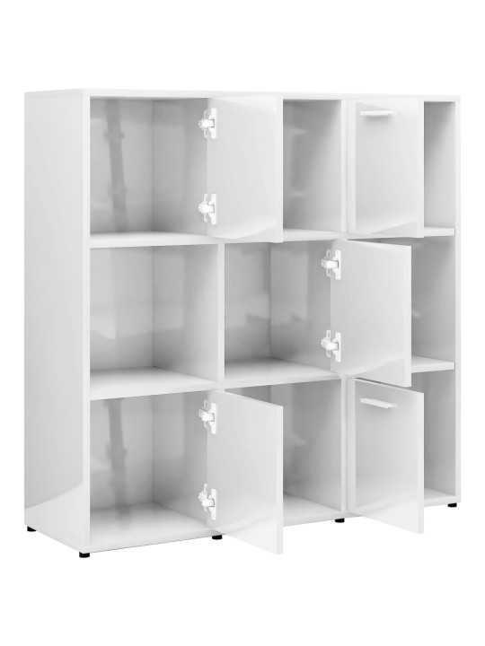Spintelė knygoms, baltos spalvos, 90x30x90cm, MDP, blizgi