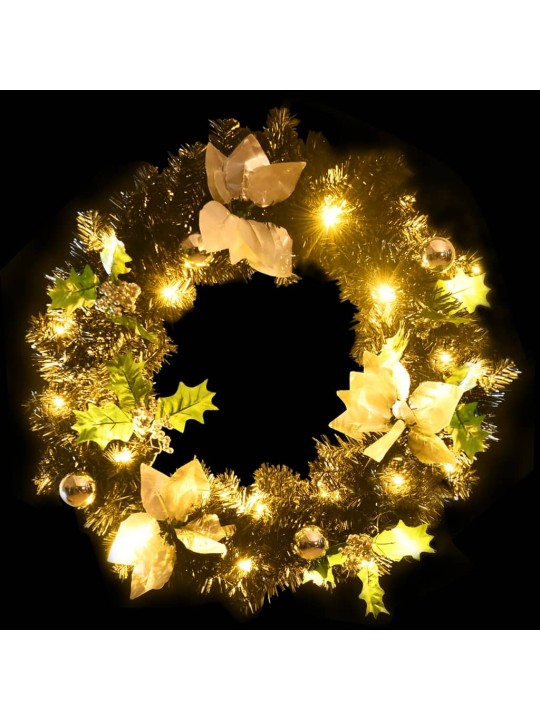 Kalėdinis vainikas su LED lemputėmis, juodos spalvos, 60cm, PVC