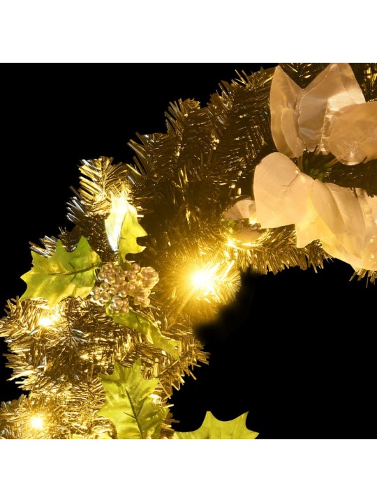 Kalėdinis vainikas su LED lemputėmis, juodos spalvos, 60cm, PVC