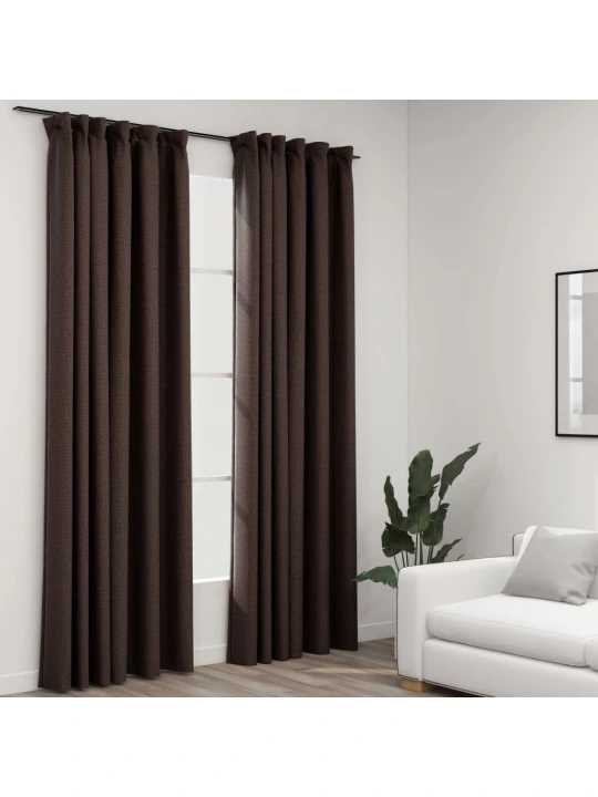 Naktinės užuolaidos su kabliukais, 2vnt., taupe, 140x225cm