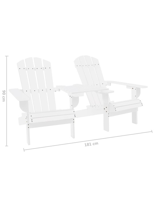 Sodo Adirondack kėdės su staliuku, baltos, eglės masyvas