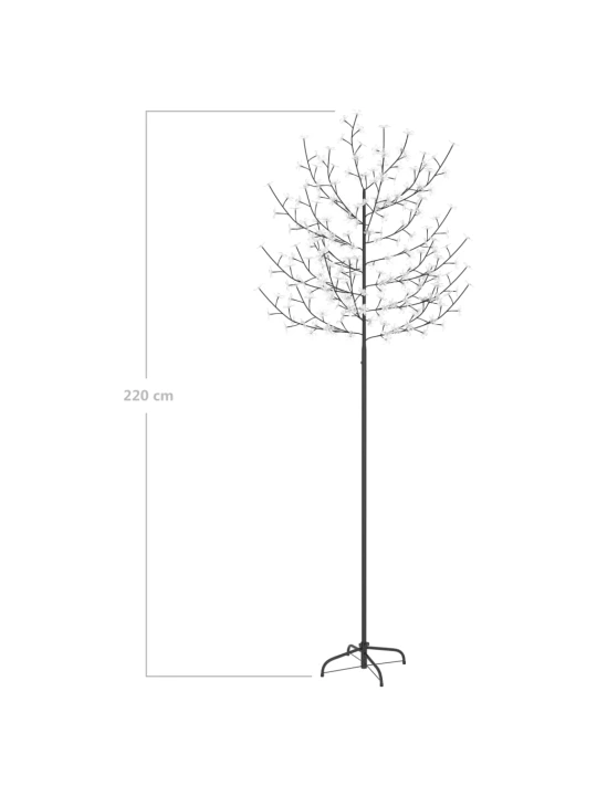 Kalėdinis medis su LED lemputėmis, 220cm, su vyšnių žiedais