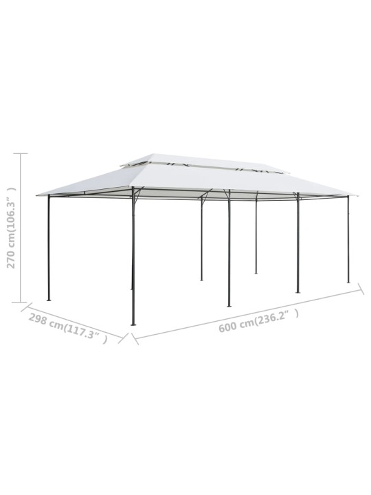 Pavėsinė su užuolaidomis, balta, 600x298x270cm, 180g/m²
