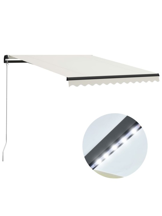 Rankiniu būdu ištraukiama markizė su LED, kreminė, 300x250cm
