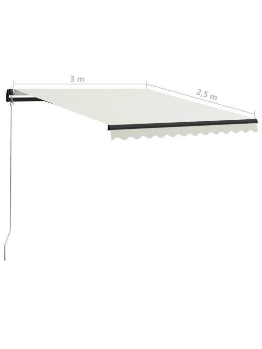 Rankiniu būdu ištraukiama markizė su LED, kreminė, 300x250cm
