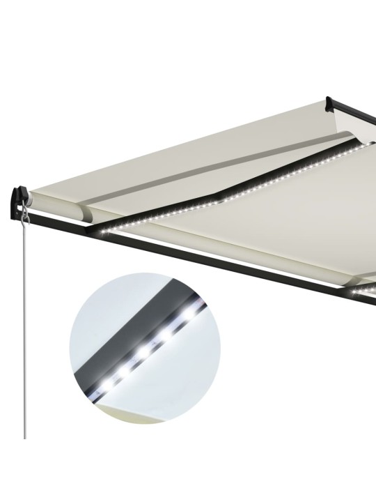 Rankiniu būdu ištraukiama markizė su LED, kreminė, 300x250cm