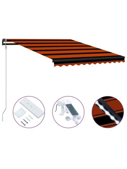Markizė su vėjo jutikliu/LED, oranžinė ir ruda, 350x250cm