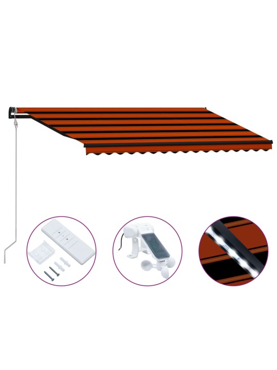 Markizė su vėjo jutikliu ir LED, oranžinė ir ruda, 400x300cm