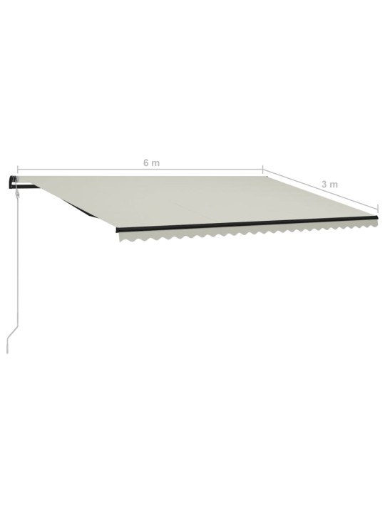 Ištraukiama markizė su vėjo jutikliu/LED, kreminė, 600x300cm