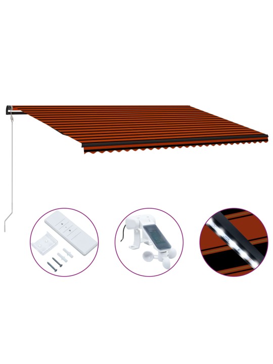 Markizė su vėjo jutikliu ir LED, oranžinė ir ruda, 600x300cm