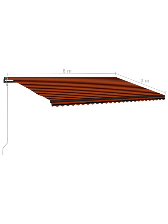 Markizė su vėjo jutikliu ir LED, oranžinė ir ruda, 600x300cm