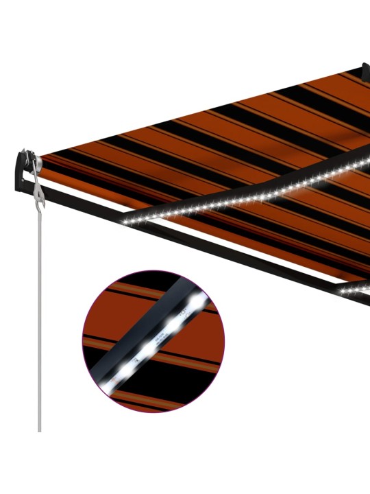 Markizė su vėjo jutikliu ir LED, oranžinė ir ruda, 600x300cm