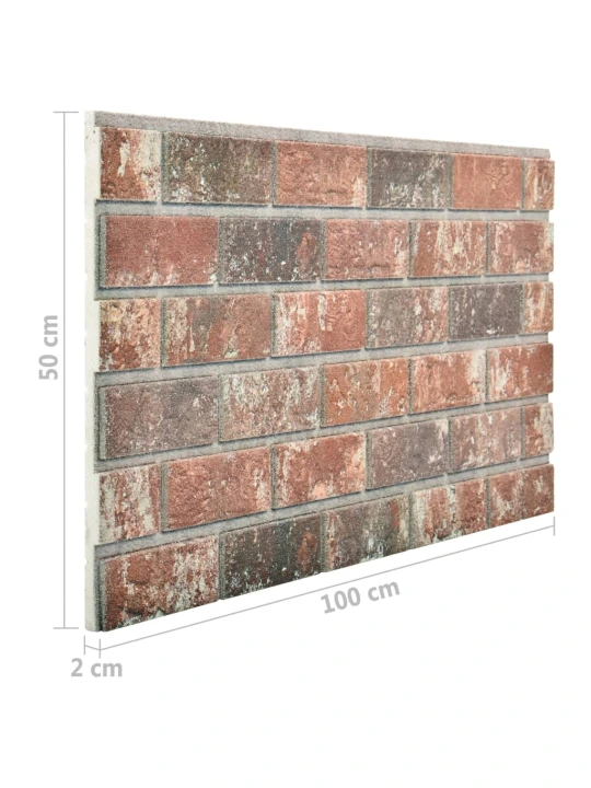 Sienos plokštės, 10 vnt., EPS, rudų ir pilkų plytų dizaino, 3D