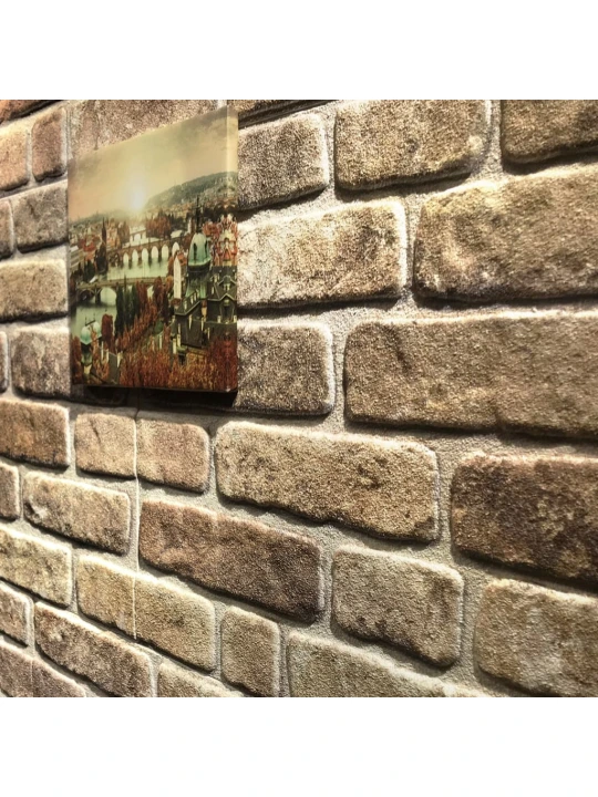 Sienos plokštės, 10 vnt., EPS, tamsių smėlio plytų dizaino, 3D