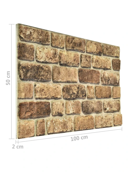 Sienos plokštės, 10 vnt., EPS, tamsių smėlio plytų dizaino, 3D