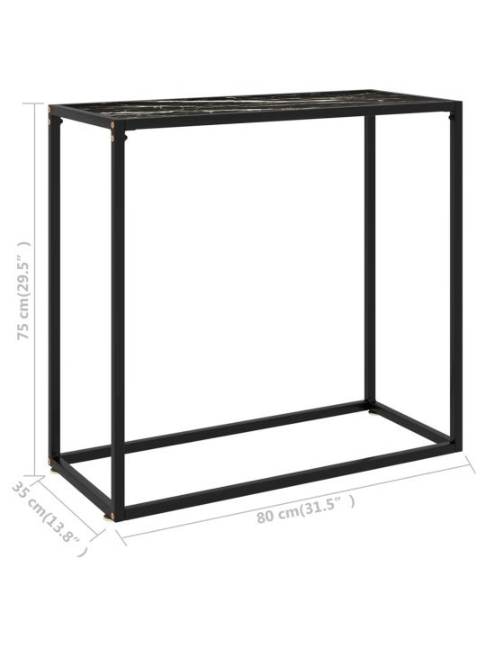 Konsolinis staliukas, juodas, 80x35x75cm, grūdintas stiklas