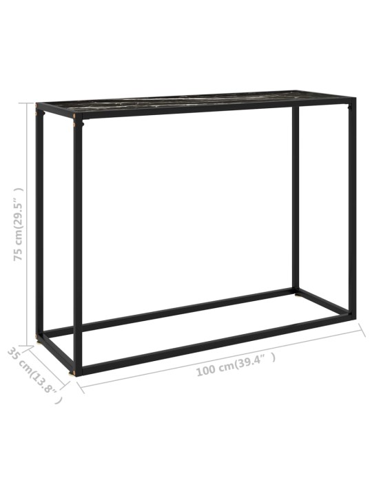 Konsolinis staliukas, juodas, 100x35x75cm, grūdintas stiklas