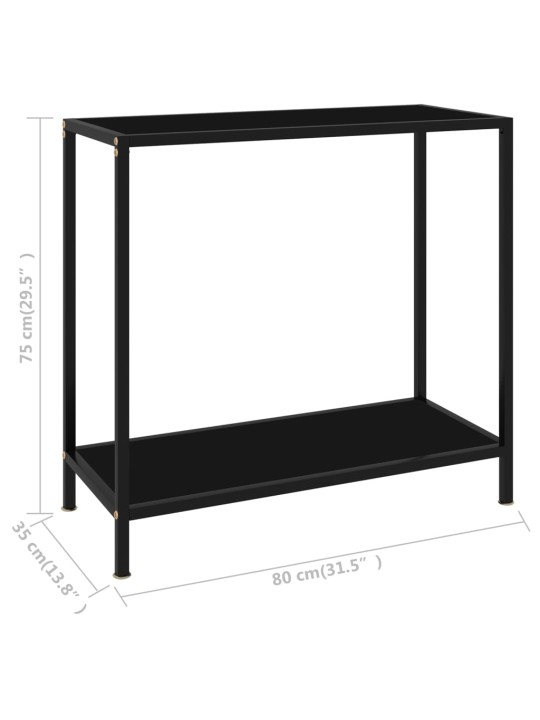Konsolinis staliukas, juodas, 80x35x75cm, grūdintas stiklas