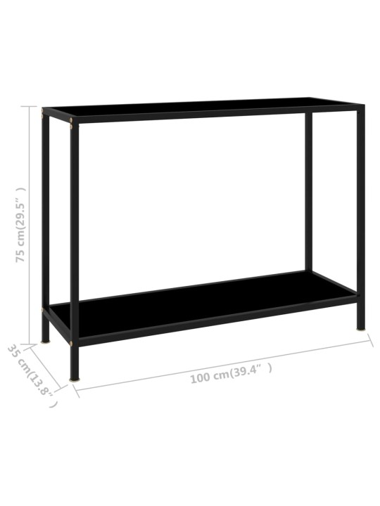 Konsolinis staliukas, juodas, 100x35x75cm, grūdintas stiklas